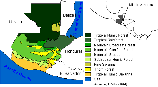 Karte der &Ouml;kosysteme in Guatemala